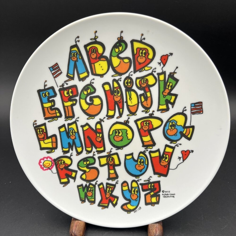 2 Vintage ART LIEB Alpha-Toon Creations 1973 Plastic Plates A-B-C & 1-2-3 - Picture 3 of 9
